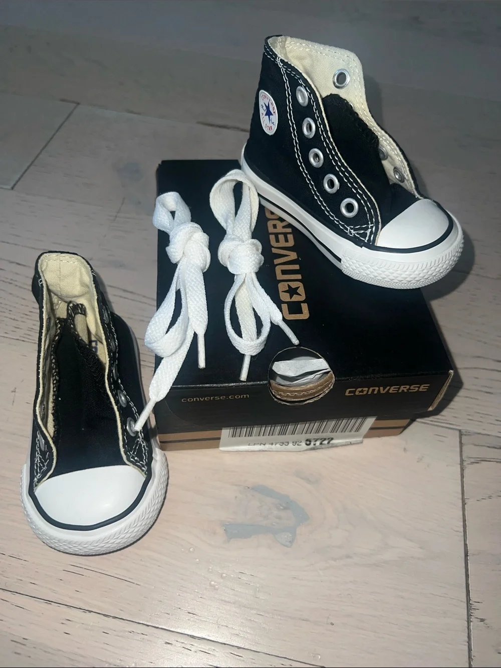 Converse Kids Black and White High-Top Canvas Sneakers